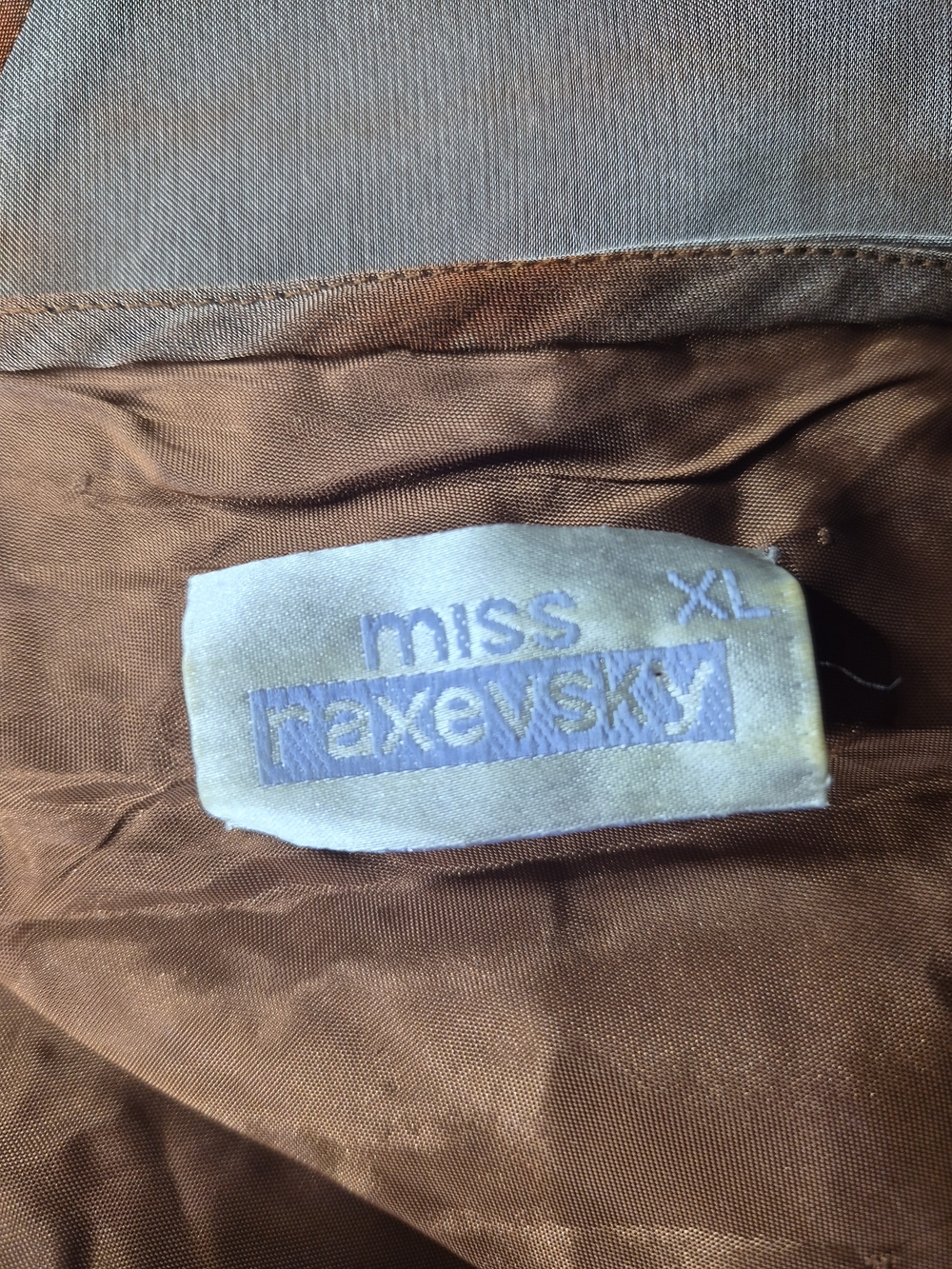 Satin High-Low Slip Dress in Rust and Taupe by Miss Ravesky - Picture 8 of 9